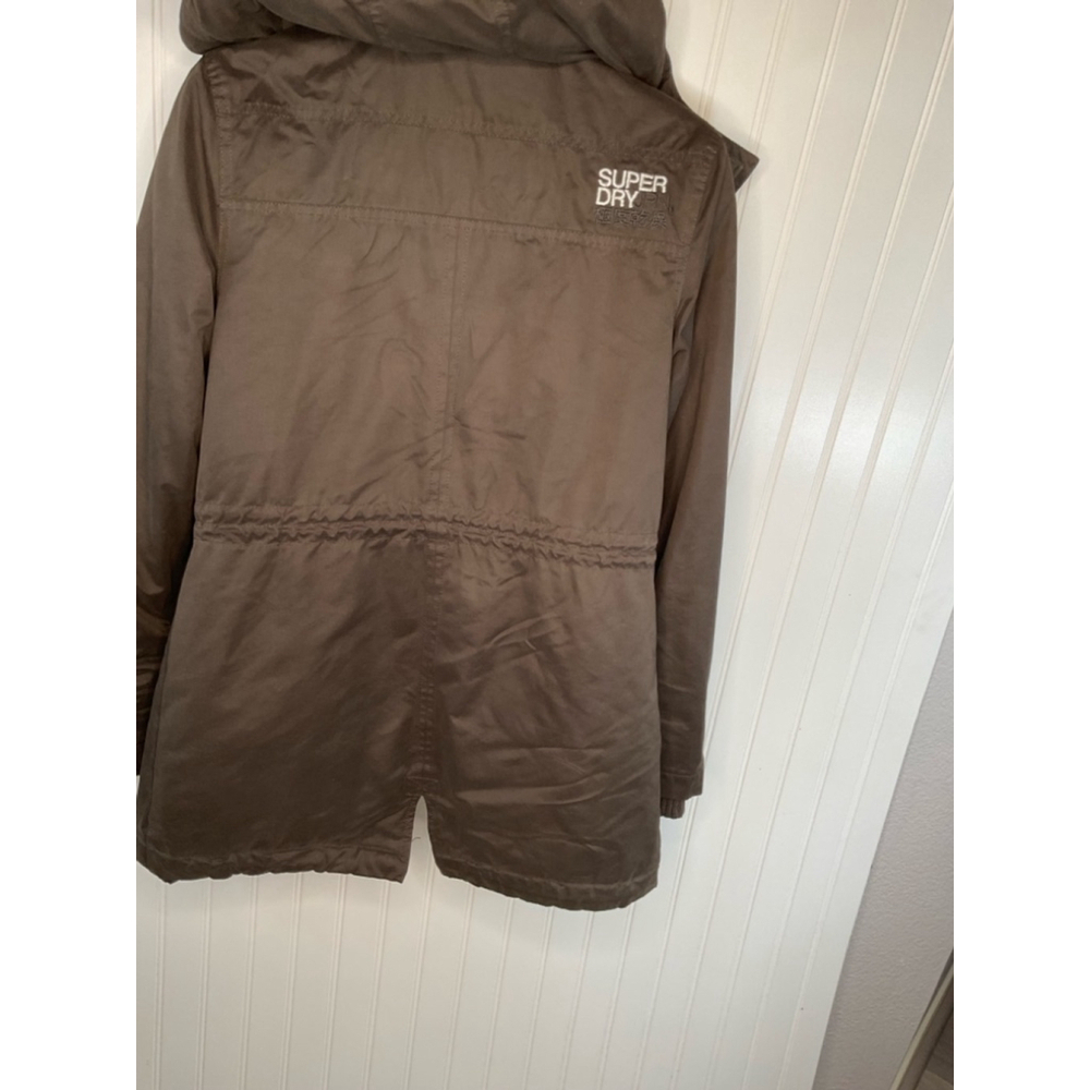 Women's Superdry Wind Parka Coat, Size S, olive Brown. No fur trim on hood - Picture 4 of 9